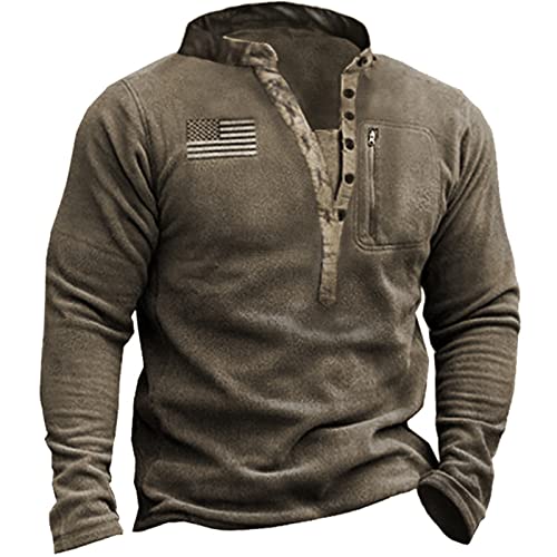 Suncolour Jersey de Forro Polar táctico Vintage para Hombre, Chaqueta de Forro Polar Transpirable de Combate, Tops de Forro Polar con Bandera Militar de EE. UU Cover