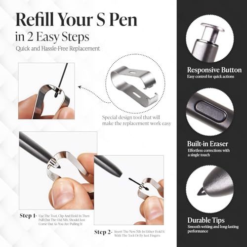 Image of AutoStory Samsung Galaxy S22 Ultra /S23 Stylus Pen for Android Replacement | Compatible for Galaxy S22 Ultra /S23 Ultra (SM-S908B, SM-S918B) 4096 Sensitivity with 5 Extra nibs (Without Bluetooth)