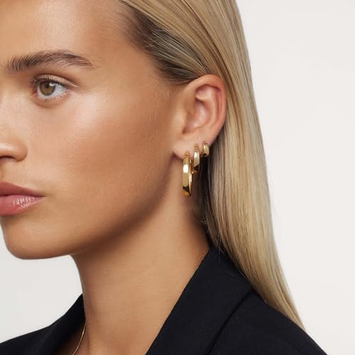 Small Hoop Earrings for Women Trendy - Dainty Gold Earring Chunky 14K Gold Plated Hypoallergenic Huggie Hoops Earrings Set for Women No Tarnish Gold Jewelry Gift