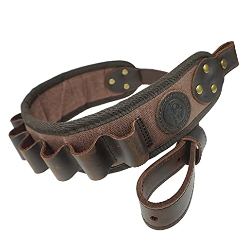 Shotgun Sling with Shell Holder Belt, Shoulder Padded Shotgun Sling Ammo Holder 12GA Adjustable (Brown Sling)