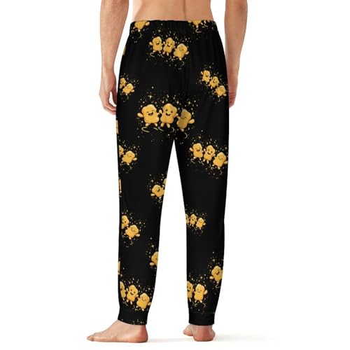 Chicken Nuggets Happy Dance Pajamas for Men Lightweight Pjs Sleepwear Soft Sleep Lounge Pant with Elastic Waistband2