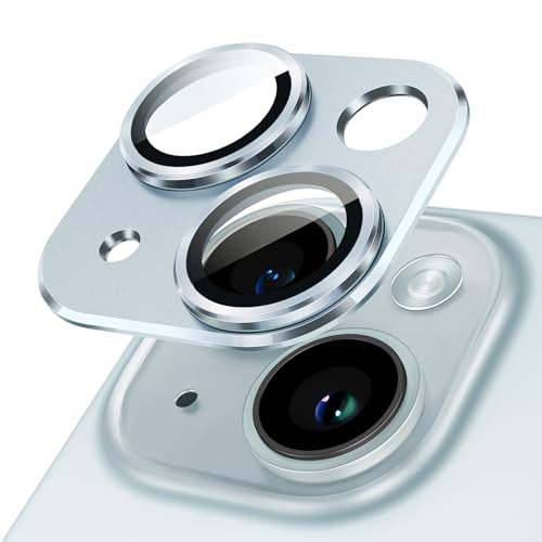 Image of JETech Camera Lens Protector for iPhone 15 6.1-Inch and iPhone 15 Plus 6.7-Inch, Full Coverage 9H Tempered Glass Ring Cover, Matte Metal Plate, Case Friendly, 1-Pack (Blue)