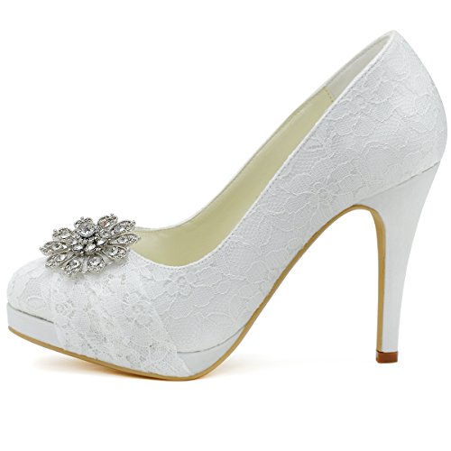 ELEGANTPARK Women Pumps Closed Toe Platform High Heel Buckle Satin Evening Party Wedding Shoes - Image 3