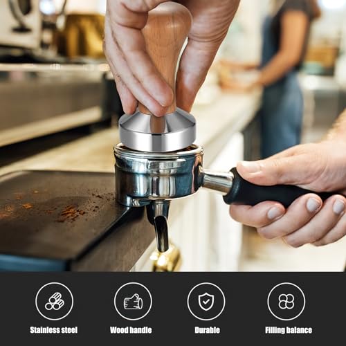 Coffee Tamper 51mm, Espresso Coffee Tamper, Espresso Press Barista Tamper with Stainless Steel Base & Wooden Handle for Coffee Grounds Barista Espresso Machines Accessories - Image 7