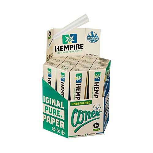 hempire HEMPIRE Cones 1 1/4'' |144 Pack |Natural Pre Rolled Paper with Tips and Packing Sticks Included - Packaged in Convenient 6 pack Resealable Pouches (1 1/4 - 144 Count), 144.0 Count