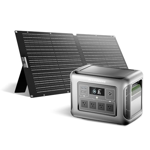 Image of ALLPOWERS Solar Generator R1500 LITE with 100W Foldable Solar Panel,1056Wh Portable Power Station LiFePO4 (LFP) Battery,1600W AC /100W USB-C Output for Outdoor Camping,Travel,Hunting,and Power Outages