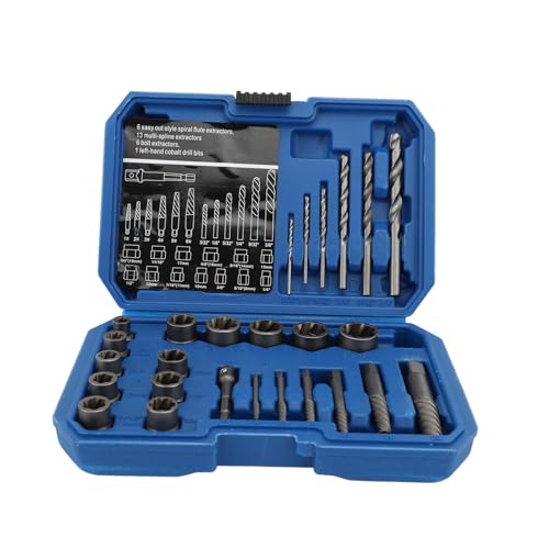 26PCS Bolt Nut Removal Tools, with Screw Extractor Set, 40Cr Spiral Extractor Multi Spline Nut Remover Set, Suitable for Roof Maintenance, Repair Workshops, Machinery Workshops