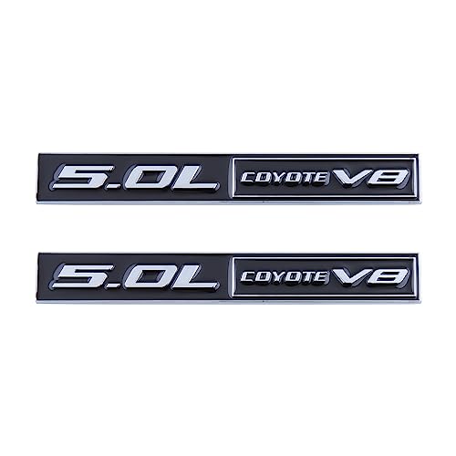 Coyote V8 - 2 calcomanías de emblema de 5.0 L para coche, motocicleta, coche, camión, SUV, color plateado y negro