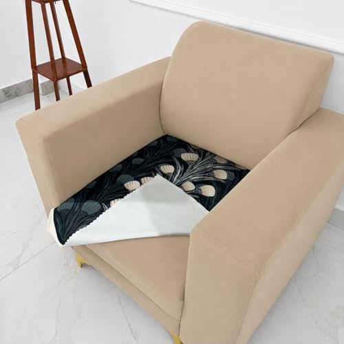 Image of Homerz Premium 'Luxe Series' Sofa Cover | Holland Velvet Fabric | Smooth Finish | Anti-Slip Fleece Backing Couch Protector (Terrace Vein, 1 Seater, Only Seat Cover)