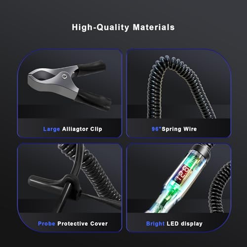 Automotive Circuit Tester 5-120V, Automotive Test Light LED Digital Voltage Display with Black PU Extended Spring Wire, Sharp Hard Steel Probe Vehicle Circuits Low DC Voltage Light Tester for Car RV by ASYULEBY - Used condition - Image 3