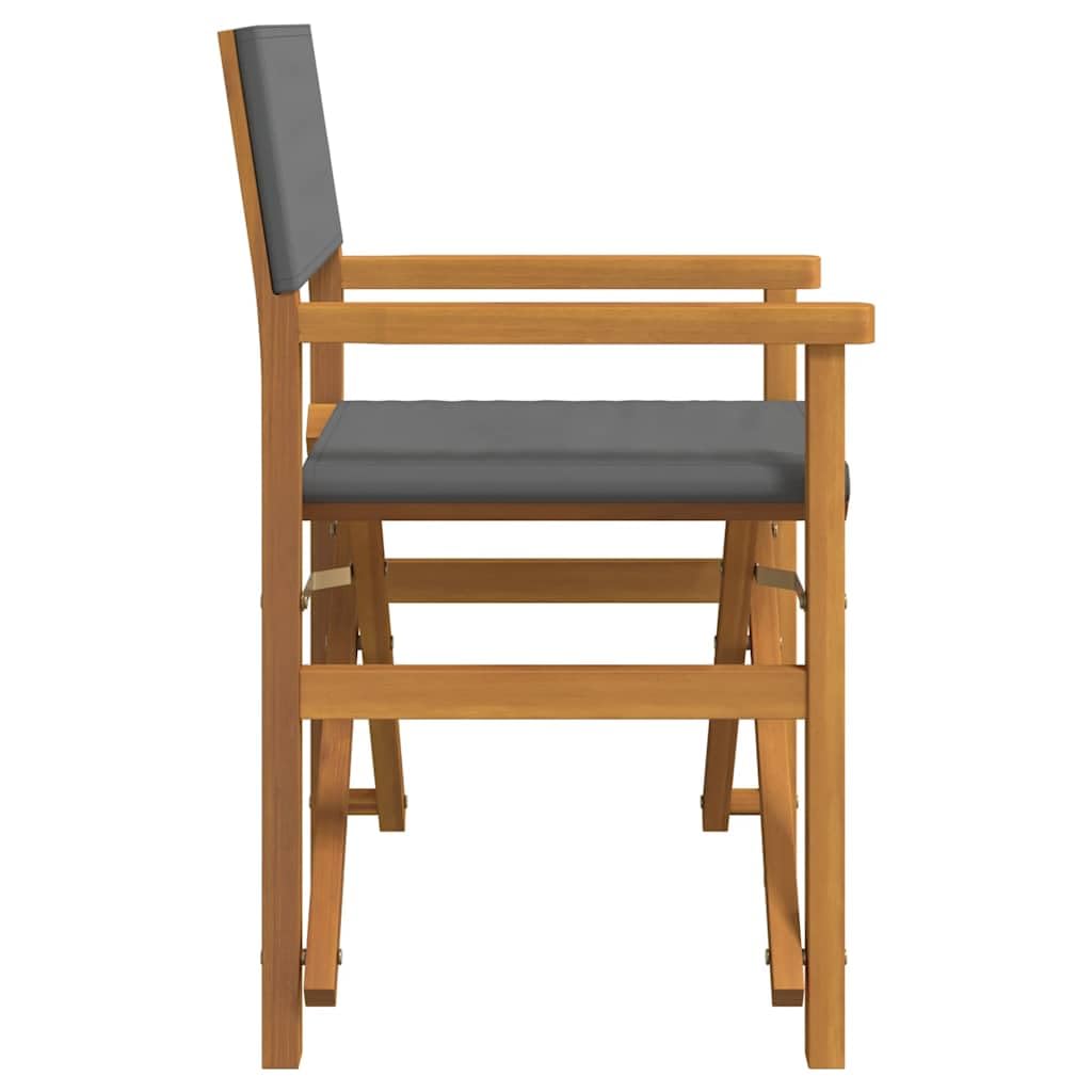 vidaXL Regiestühle 2 STK. Klappbar Grau Massivholz Teak, klappbarer Regiestuhl, Camping-Regiestuhl, Klappstuhl, Outdoor-Regiestuhl, Garten-Regiestuhl
