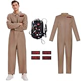 VYXIDEX Men's Deluxe Ghost Movie Busters Costume for Adults - Halloween Jumpsuit Cosplay Outfit (Large)
