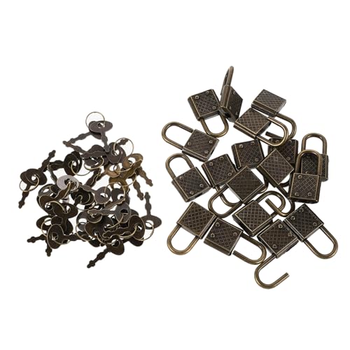 POPETPOP 20個古製 ミニパドロック 鍵付きヴィンテージ鍵 小型南京錠 や日記帳のセキュリティに ツールボックス 木箱用ロック