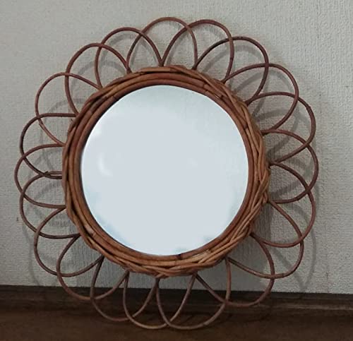 Amazon.co.jp: アンティーク調アラログフラワー(籐)ラタンミラー (L