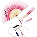 Zonon 4 Pack Handheld Floral Folding Fans Hand Held Silk Bamboo Fans with Tassel Women Hollowed Hand Foldable Fan with Fabric Sleeve for Dancing Wedding Decoration Gifts(Chic)