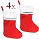 Jonami Weihnachtsstrumpf, Nikolausstiefel, Nikolausstrumpf, Weihnachtssocken, Nikolaussocken, Nikolaus Socke Strumpf zum Aufhängen und Befüllen an Weihnachten - 4 Stück