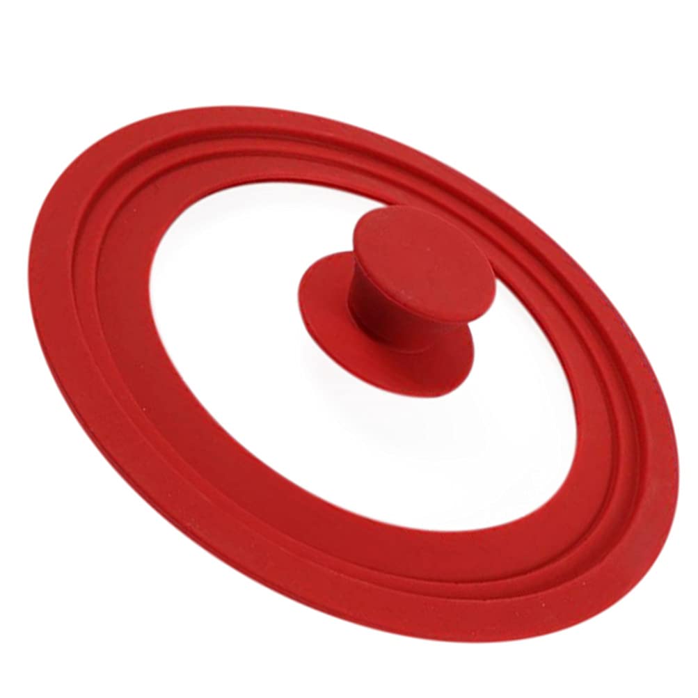 Tapa de Olla Visible Multiusos de Vidrio Templado Rojo para Freír | Anticalor, Resiste Cambios Bruscos, Cierre Seguro, Pomo Integrado, para Cazo y Olla de Guiso