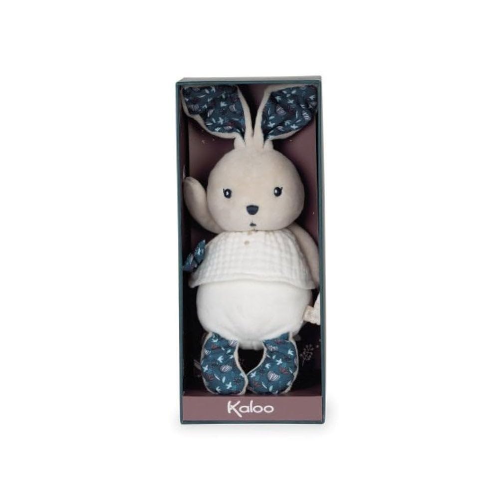 KALOO - K'Doux - Kleine Püppchen Hase Nature - Weiß und blau - Mulltuch-Material - Plüsch - 20 cm - Ab Geburt, K969954