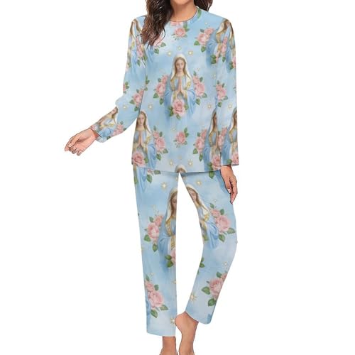 Image of Womens Pajamas Sets 2 Piece Long Sleeve Lounge Set Loose Pants Pj Sets Loungewear with Pockets