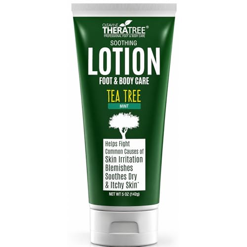 Oleavine TheraTree Tea Tree Oil Lotion with Neem Oil for Foot & Body - Soothing Moisturizer with Aloe Vera, Colloidal Oatmeal & Menthol for Dry, Itchy Skin - Men & Women, 5 oz
