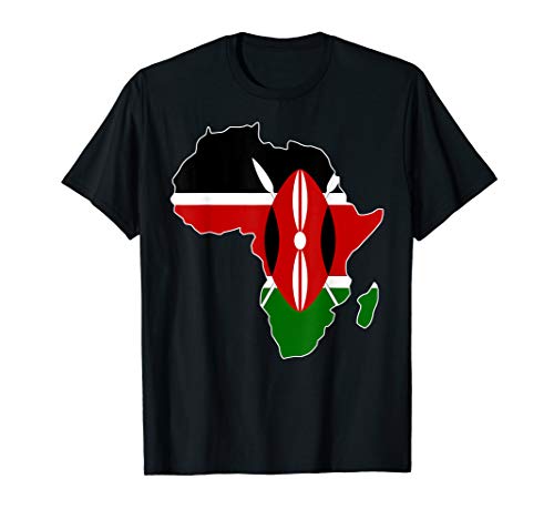 Kenyan pride with Kenya flag clipped inside Africa map T-Shirt
