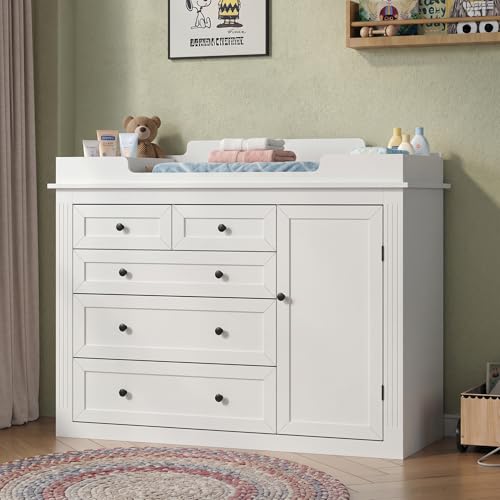 White Baby Dresser with 5 Drawers