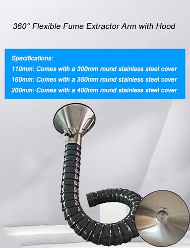 Bras de dépoussiérage 100 mm réglable avec hotte pour fumées de soudage