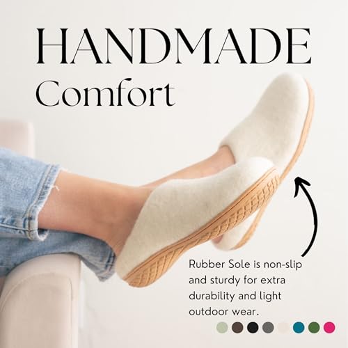 Luxurious Handmade Merino Wool Slippers – 100% Natural, Breathable & Cozy House Shoes for Men & Women – Non-Slip Rubber or Leather Sole – Warm, Durable & Odor-Resistant – Multiple Colors & Sizes2