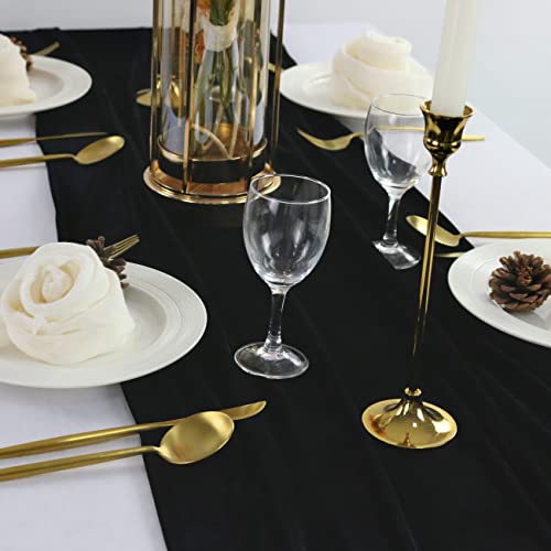 BTF HOME Velvet Table Runner, 10ft Luxurious Wedding Reception Decorations Soft Velvet Fabric Table Linen Overlay for Party (20 x 120 inch, Black) by BTF Home - Image 3