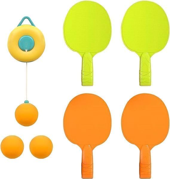 BHAVRUTT Hanging Table Tennis Self Training Indoor Gaming Set, 2 Rackets & 3 Practice Balls, Portable, Adjustable Heights