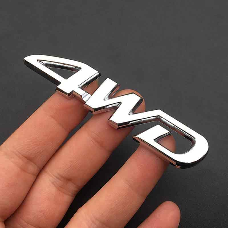 AUTOZOCO Badge 4WD Métallique Adhésif – Emblème Argent Mat Lettres Noires Brillantes 8,5x1,5 Cm