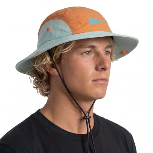 Image of Color-Blocked Fisherman Style Sun Hat for Outdoor Camping, Surfing & Vacations - Wide Brim, UV Protective, Anti-Slip