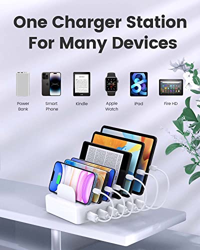 Charging Station for Multiple Devices Apple, CREATIVE DESIGN 50W Multi Charger Station with 6 USB Ports & 6 Cables, Charging Dock for Apple Android Phone iPad Kindle Tablet and Other Electronic - Image 6