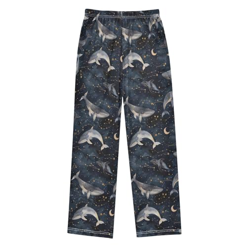 Cartoon Universe Whale Pajama Pants Lounge Sleep Pants Elastic Waist Long Pajama Bottoms with Pockets for 6-14 Years2