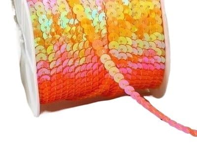 Lamówki cekinowe do szycia Cekinowa plecionka z PVC 6mm 100 jardów do rękodzieła krawieckiego(Ab Orange)