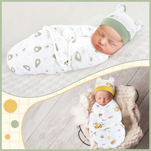 Image of Buryeah 4 Pack Preemie Swaddle Blanket Wrap Set