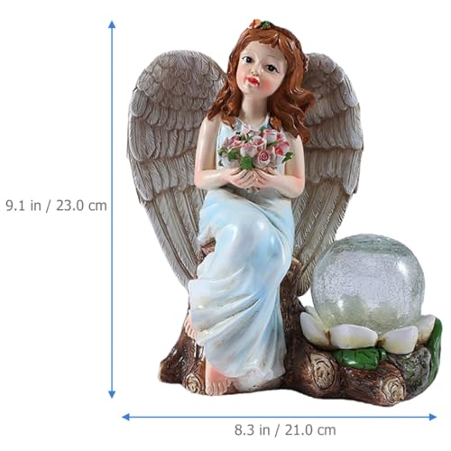 Décoration jardin extérieur étanche statue ange solaire et ornement lumineux pour pelouse