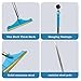 Premium Stainless Steel Pet Hair Removal Carpet Rake | Reusable Adjustable Pet Fur De-Shedding Tool for Carpets, Rugs, Upholstery & Auto Mats | Long Extendable Handle, Heavy-Duty Construction(Blue)