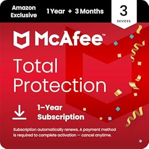 McAfee Total Protection 3-Device 2025 |15 Month Subscription with Auto-Renewal |Security Software Includes Antivirus, Secure VPN, Scam Protection, Identity Monitoring | Download