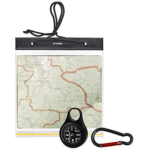 TGFIX PVC Waterproof Map Case holder Clear Foldable Map Case Pouch with Compass for Outdoor Camping Hiking Map iPad Mobile Phone Cover