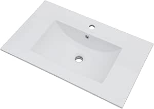 Lordear White Bathroom Sink One Hole Drop In 30 x 18 Inch One Holes ...