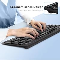cimetech Kabellose Tastatur, Ultraslim Deutsches QWERTZ Layout wiederaufladbare USB Anschluss 2,4 GHz Kabellos Tastatur mit Multimedia-Tasten, Kompatibel mit PC, Computer, Notebook, Laptop, Windows – Ansicht 3