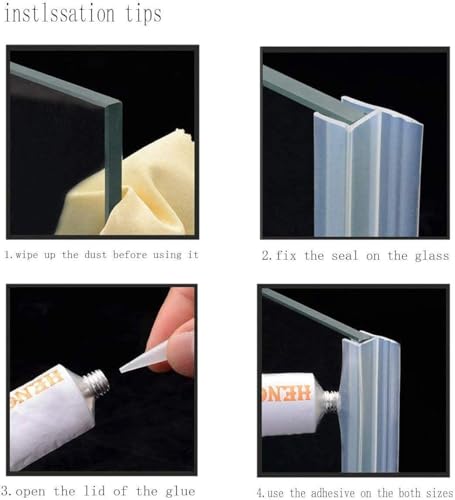 Glass Door Side Seal Strip 100 Inch Frameless Shower Door Side Sweep for 3/8 in Frameless Glass Door - Thumbnail 3