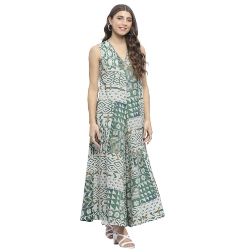 Image of BIBA Women Cotton Straight Printed Jumpsuit