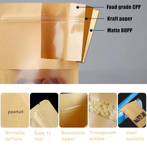 100 braune wiederverwendbare Münzumschläge mit Sichtfenster,Tüten Samentüten für Saatgut Heat Seal Pakete für Münzen Blume Samen Lagerung Probe Taschen Briefmarken7x9cm