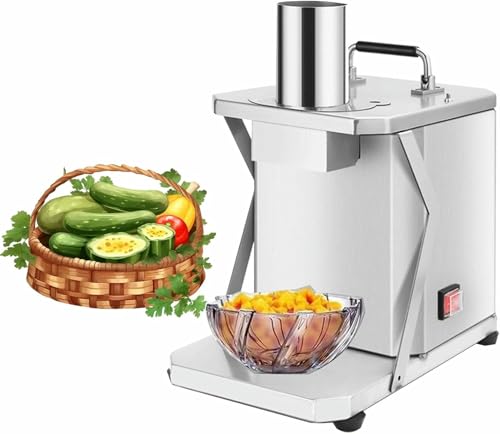 Picadora de verduras eléctrica de 200 W, trituradora y cortadora, procesadora de alimentos automática con troquel de 6/8/10/12/15 mm, para cebollas, zanahorias, pepinos, jamón en cubos y patatas.