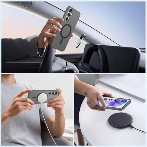 Image of DIZORO Matte Case for Samsung Galaxy A55 Compatible with MagSafe, Camera Lens Full Protection, Shockproof Translucent Frosted TPU Soft Phone Cover, Anti-Fingerprint (Black)
