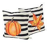 ABOOFAN 8-teiliges Kürbis-Kissen, Kissenbezug, Motiv Ahornblätter, Kissenbezug mit Motiv 'Danksagung', Vintage, für Zuhause, Baumwolle, PP