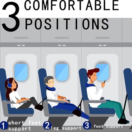 Hamaca para pies de avión tipo reposapiés de viaje portátil y cabestrillo ajustable extendido 7