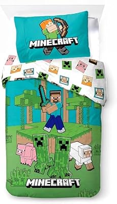 Juego de Cama Minecraft Individual | Funda Nórdica 140x200 cm y Funda de Almohada 50x70 cm | 100% Algodón | Ropa de Cama Infantil Suave, Colorida y Reversible | Minecraft Jungle Explore | Ya disponible en tu tienda friki favorita! En mundofriki.es! Juego de Cama Minecraft Individual | Funda Nórdica 140x200 cm y Funda de Almohada 50x70 cm | 100% Algodón | Ropa de Cama Infantil Suave, Colorida y Reversible | Minecraft Jungle Explore | Ya disponible en tu tienda friki favorita! En mundofriki.es!